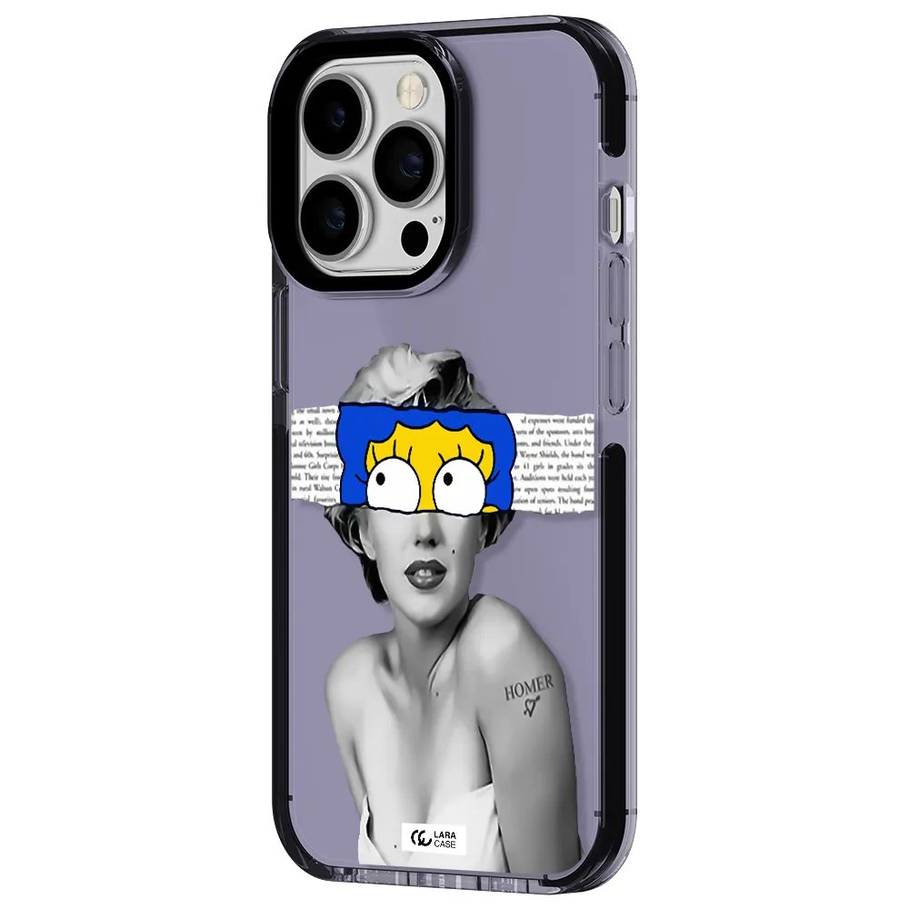 a woman with a cartoon on her head Apple iPhone 13 Pro impact Lilac Case