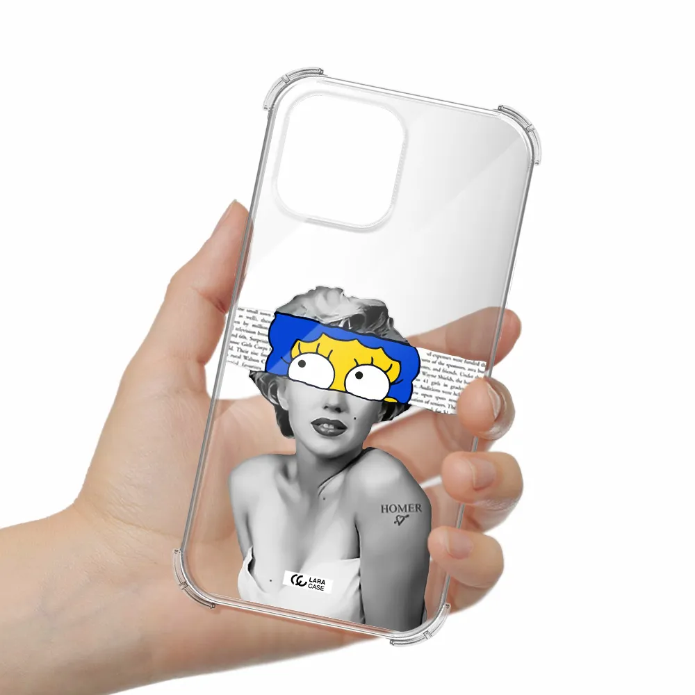 a woman with a cartoon on her head Apple iPhone 13 Pro Max Clear PC Case