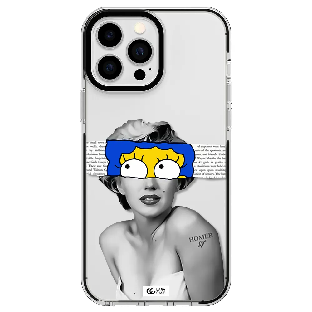 a woman with a cartoon on her head Apple iPhone 13 Pro Max impact black border Case