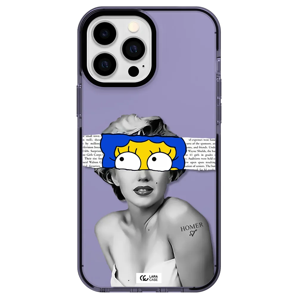 a woman with a cartoon on her head Apple iPhone 13 Pro Max impact Lilac Case