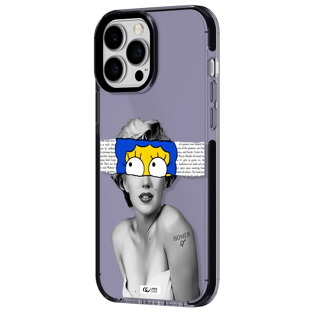 a woman with a cartoon on her head Apple iPhone 13 Pro Max impact Lilac Case