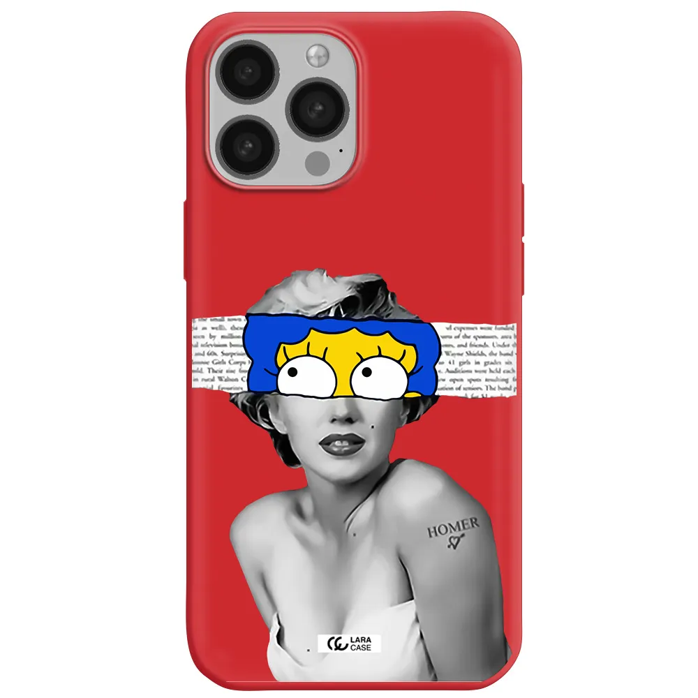 a woman with a cartoon on her head Apple iPhone 13 Pro Max Silicone Imperial Red Case