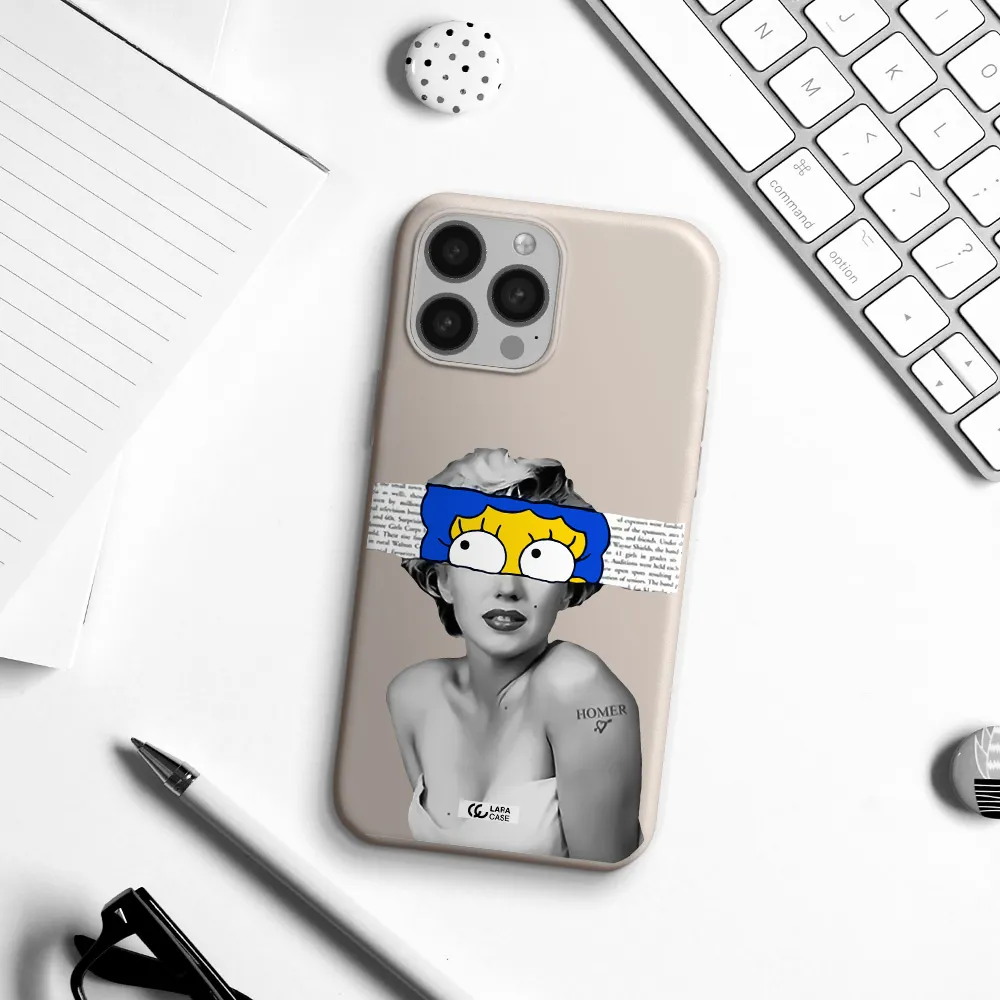a woman with a cartoon on her head Apple iPhone 13 Pro Max Silicone Stone Case