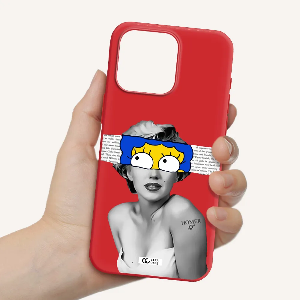A Woman With A Cartoon On Her Head Apple Iphone 15 Pro Max Silicone Imperial Red Case