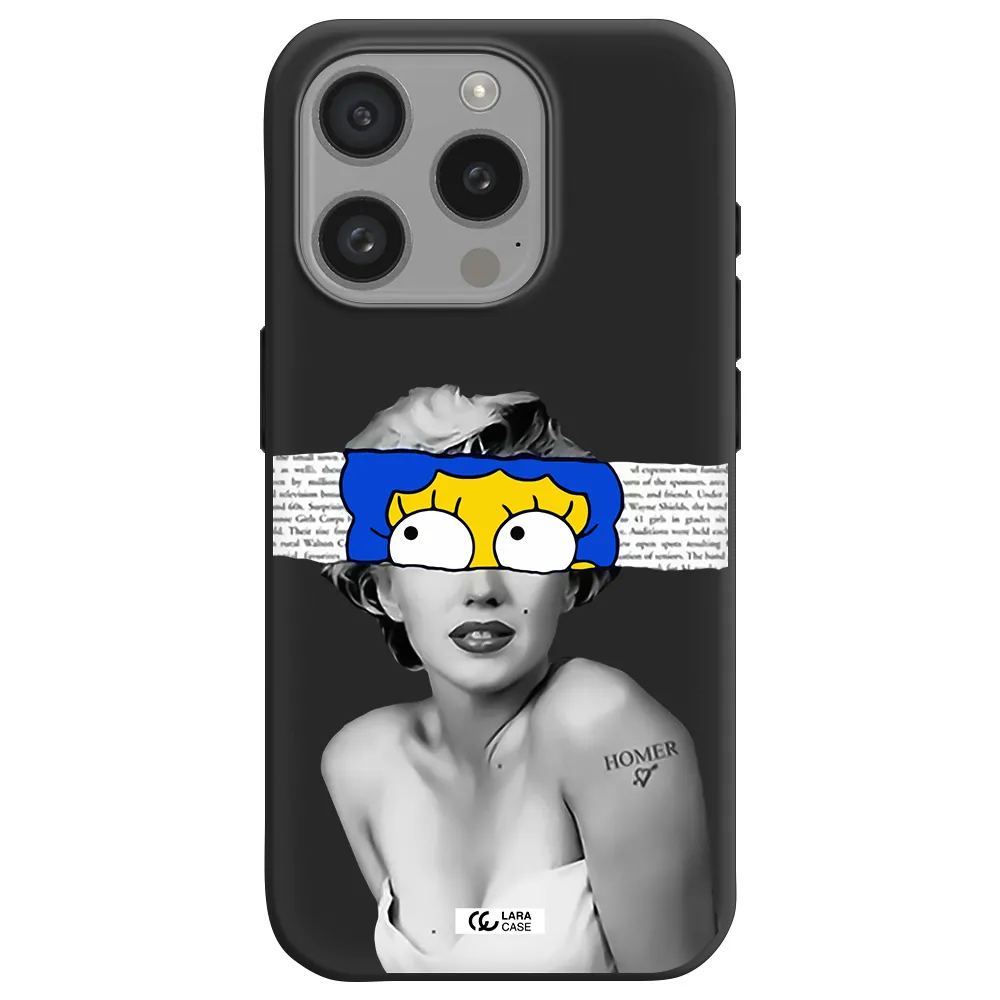 A Woman With A Cartoon On Her Head Apple Iphone 15 Pro Silicone Black Case