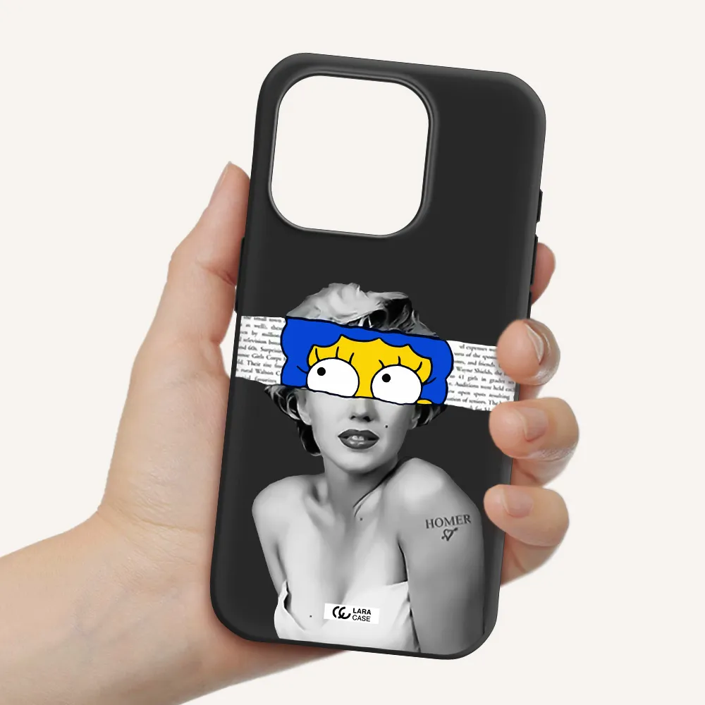 A Woman With A Cartoon On Her Head Apple Iphone 15 Pro Silicone Black Case