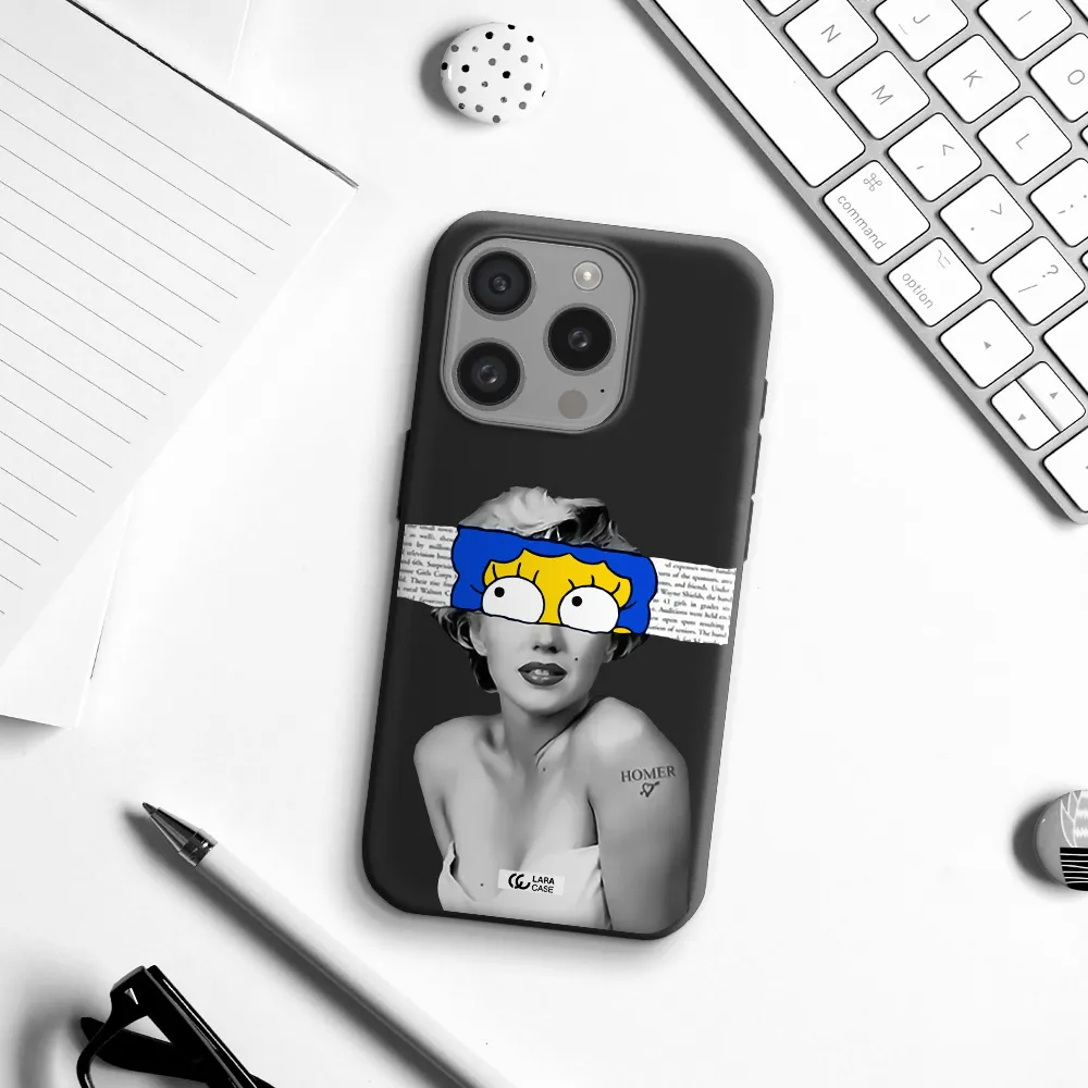 A Woman With A Cartoon On Her Head Apple Iphone 15 Pro Silicone Black Case