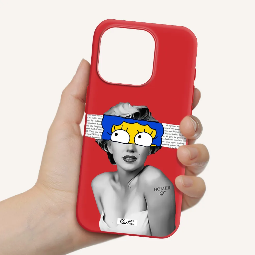 A Woman With A Cartoon On Her Head Apple Iphone 15 Pro Silicone Imperial Red Case