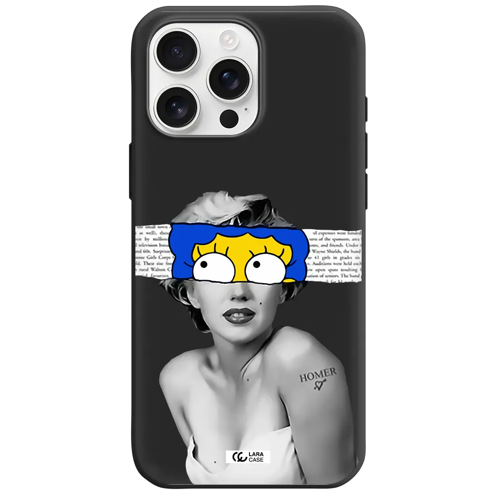 A Woman With A Cartoon On Her Head Apple Iphone 16 Pro Max Silicone Black Case