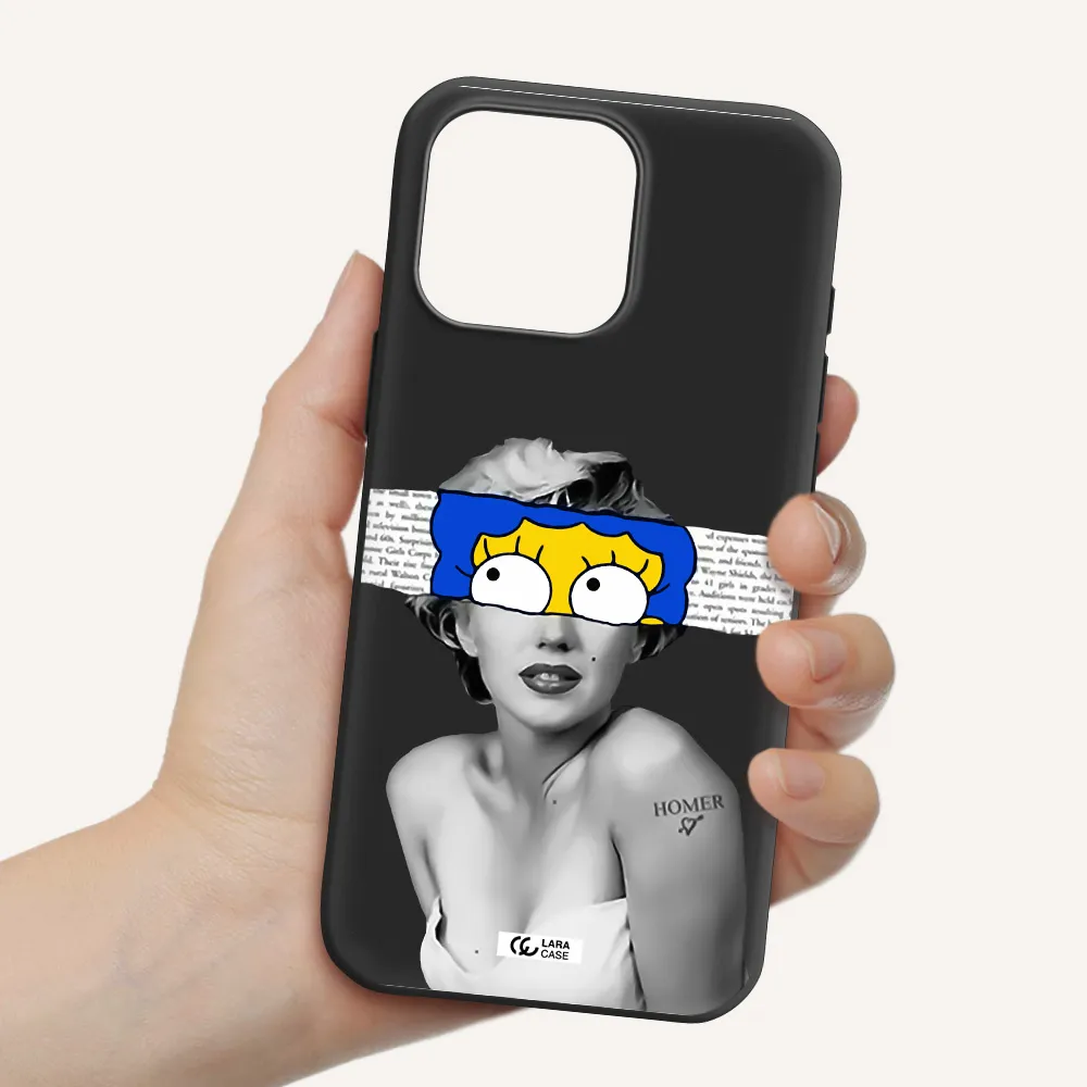 A Woman With A Cartoon On Her Head Apple Iphone 16 Pro Max Silicone Black Case