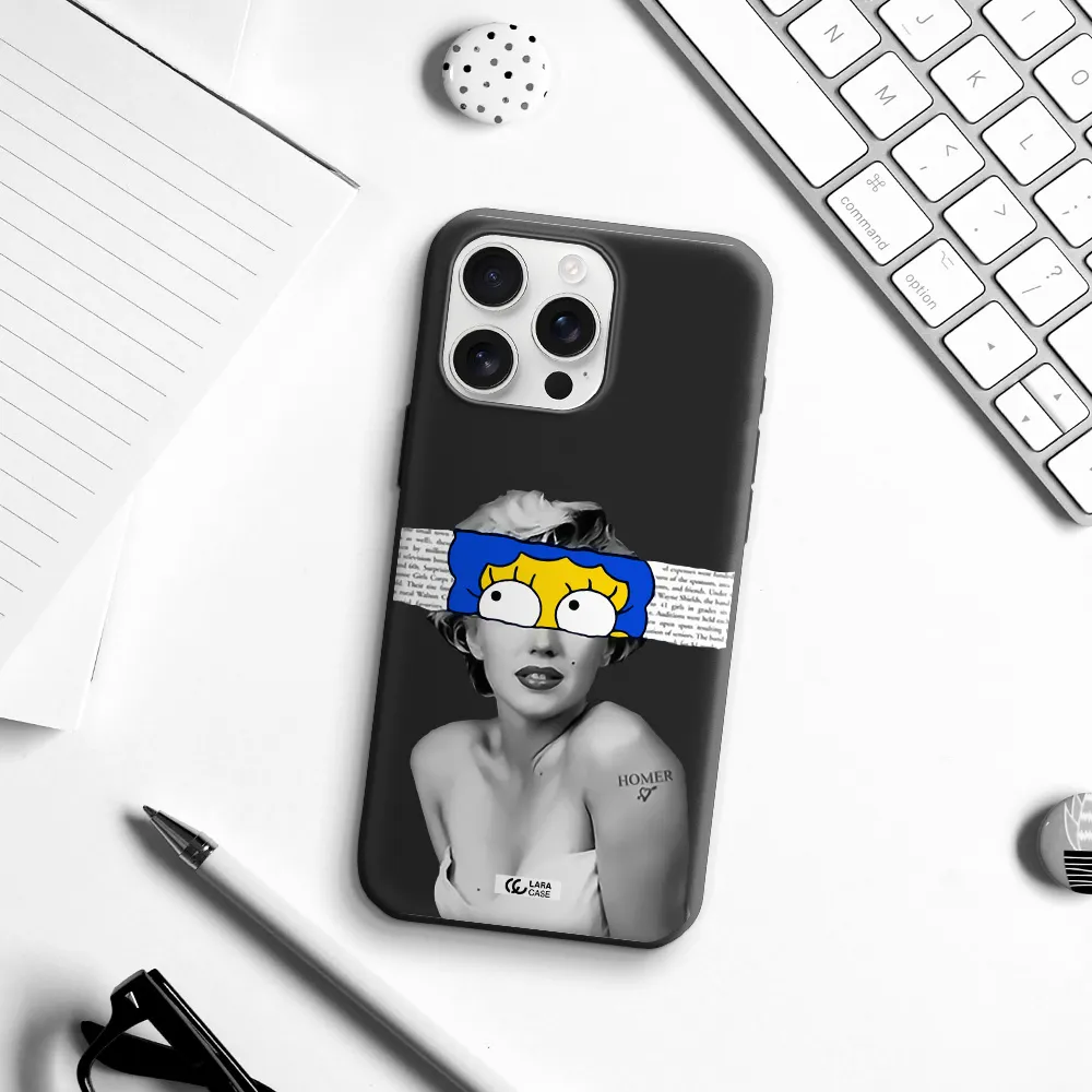 A Woman With A Cartoon On Her Head Apple Iphone 16 Pro Max Silicone Black Case