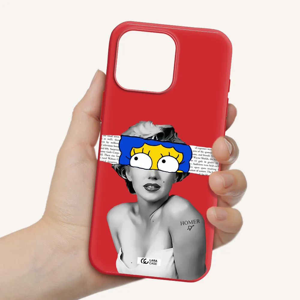 A Woman With A Cartoon On Her Head Apple Iphone 16 Pro Max Silicone Imperial Red Case