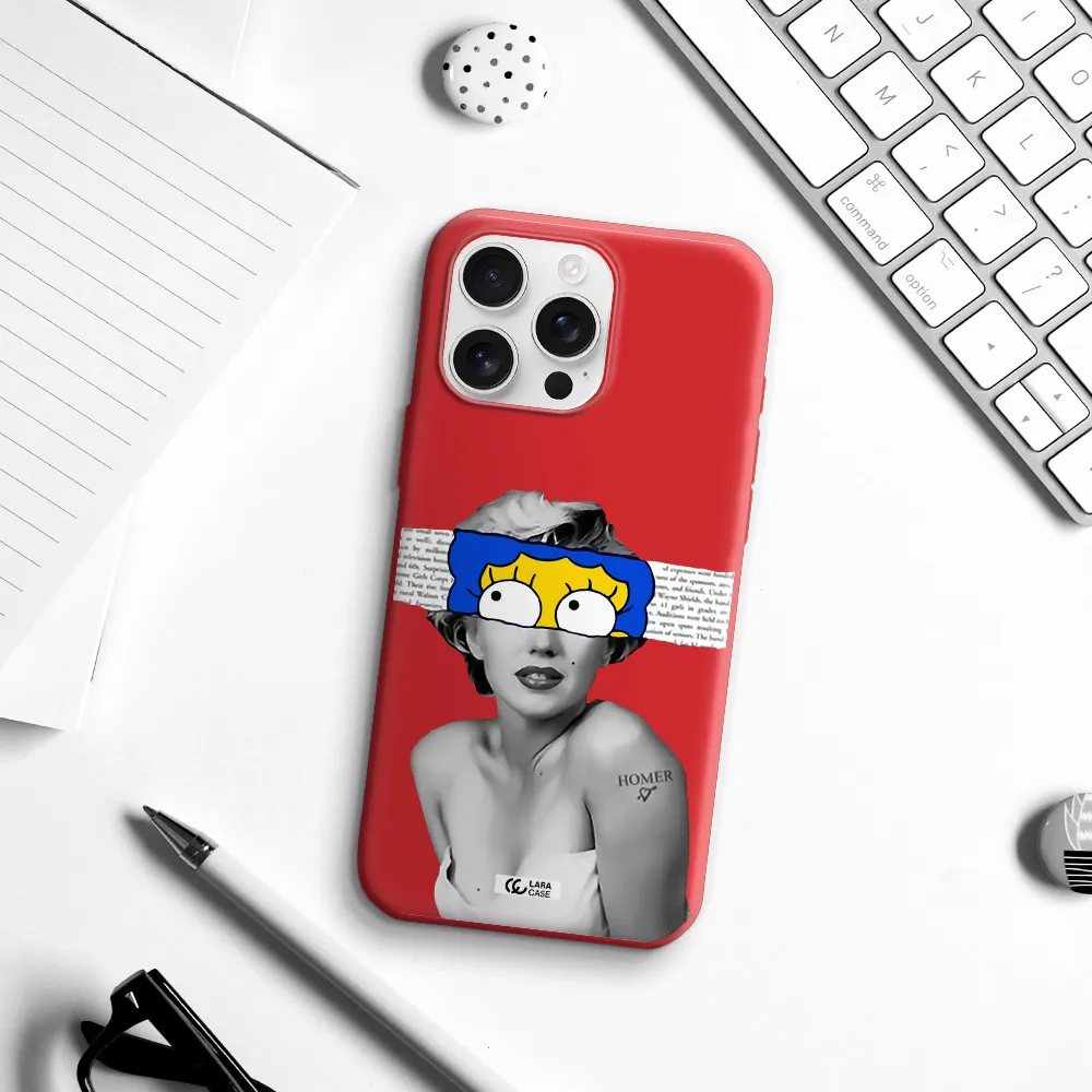 A Woman With A Cartoon On Her Head Apple Iphone 16 Pro Max Silicone Imperial Red Case