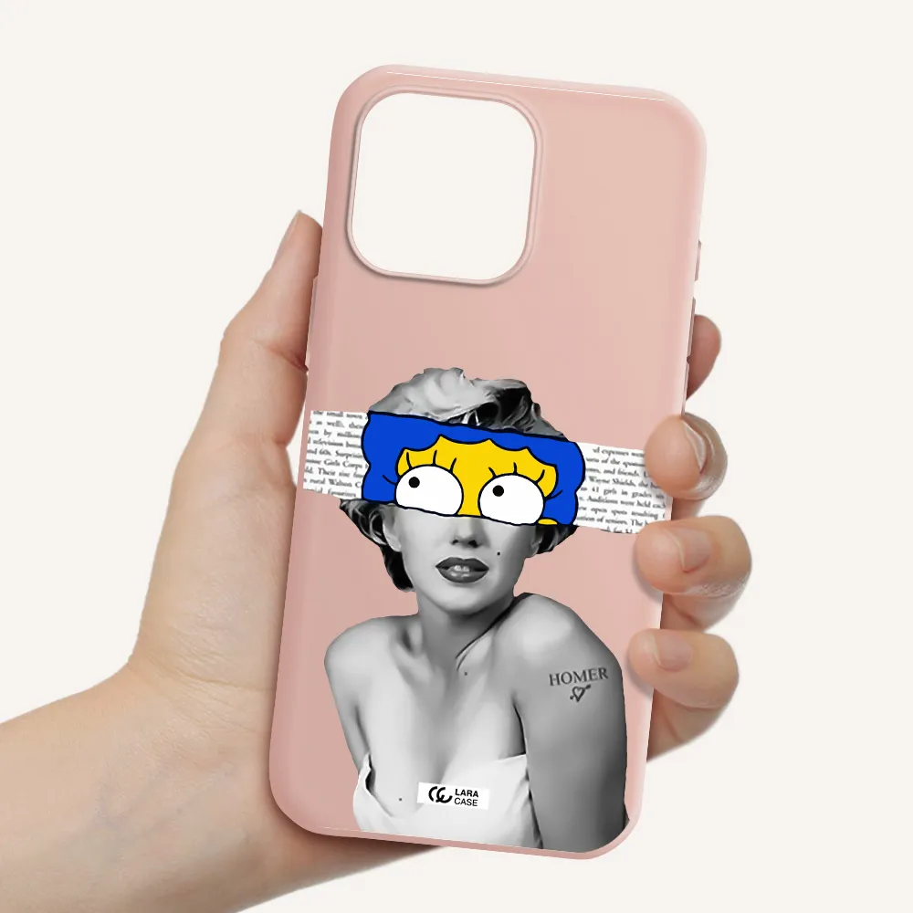 A Woman With A Cartoon On Her Head Apple Iphone 16 Pro Max Silicone Pastel Pink Case