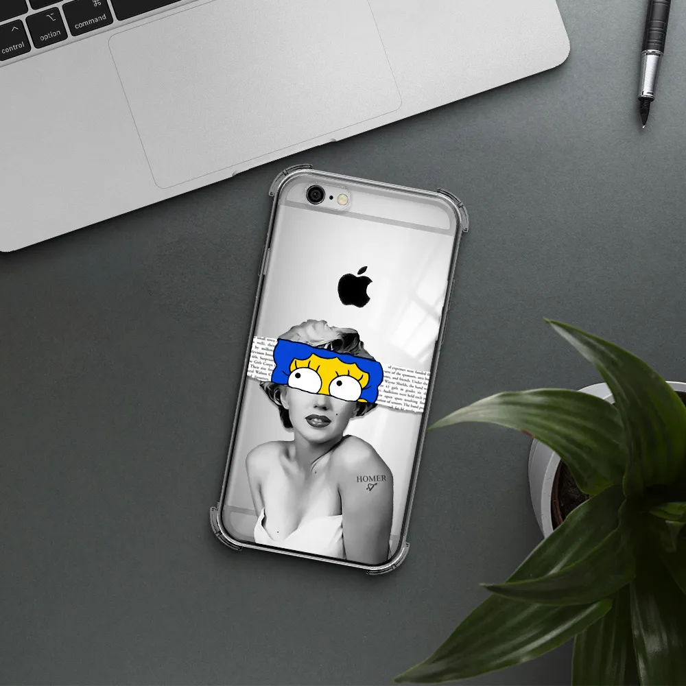 a woman with a cartoon on her head Apple iPhone 6 Clear PC Case