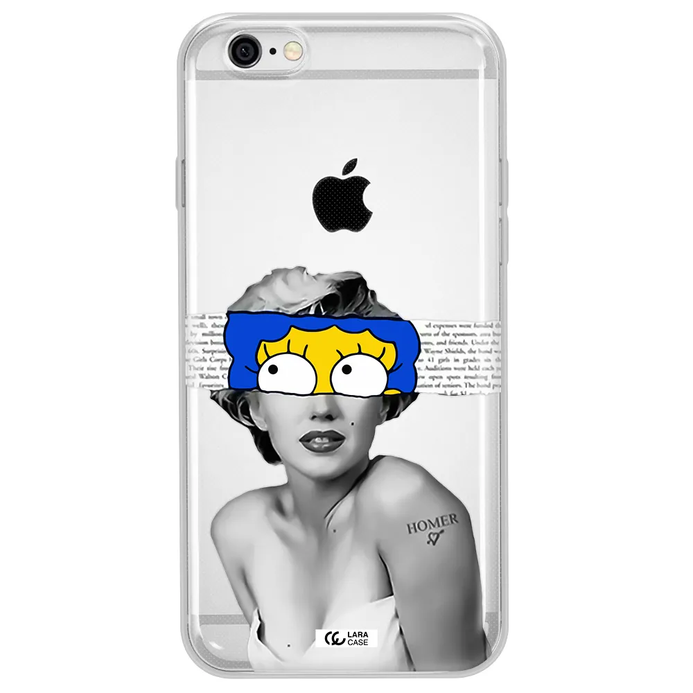 a woman with a cartoon on her head Apple iPhone 6 Clear TPU Case