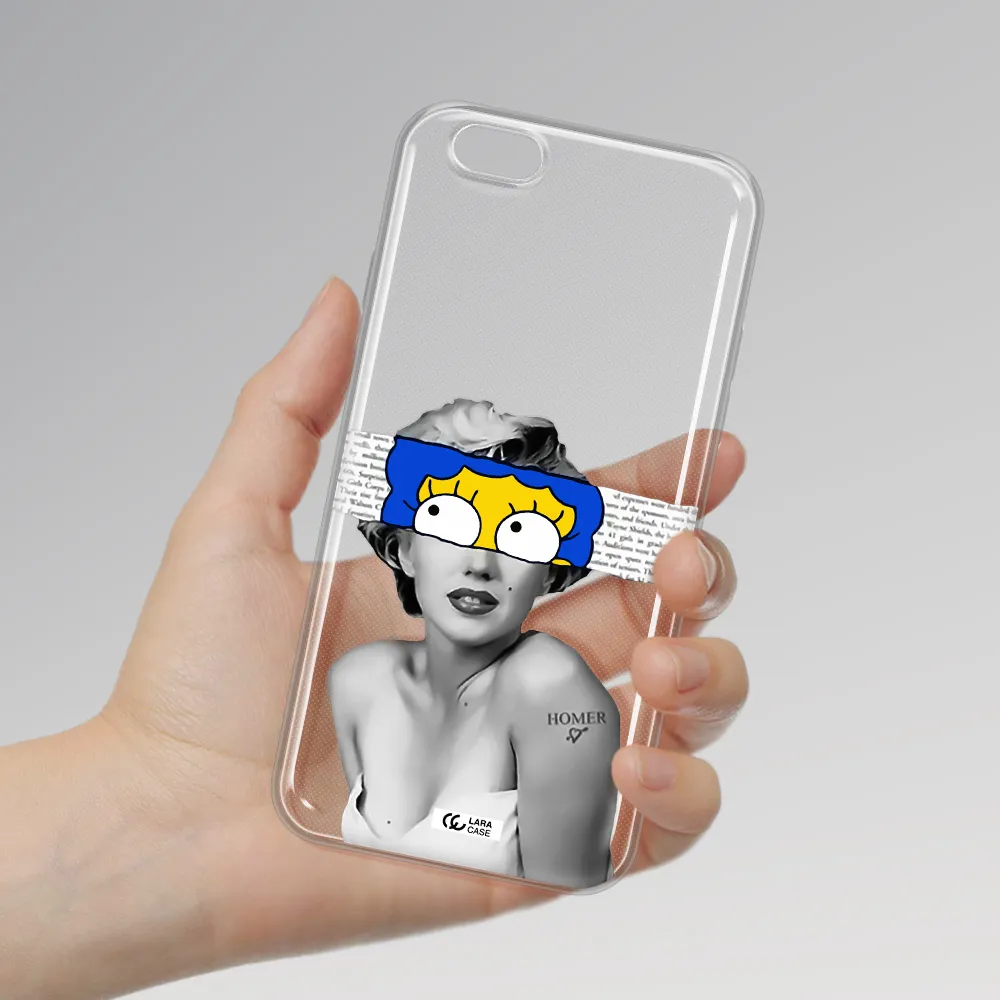 a woman with a cartoon on her head Apple iPhone 6 Clear TPU Case