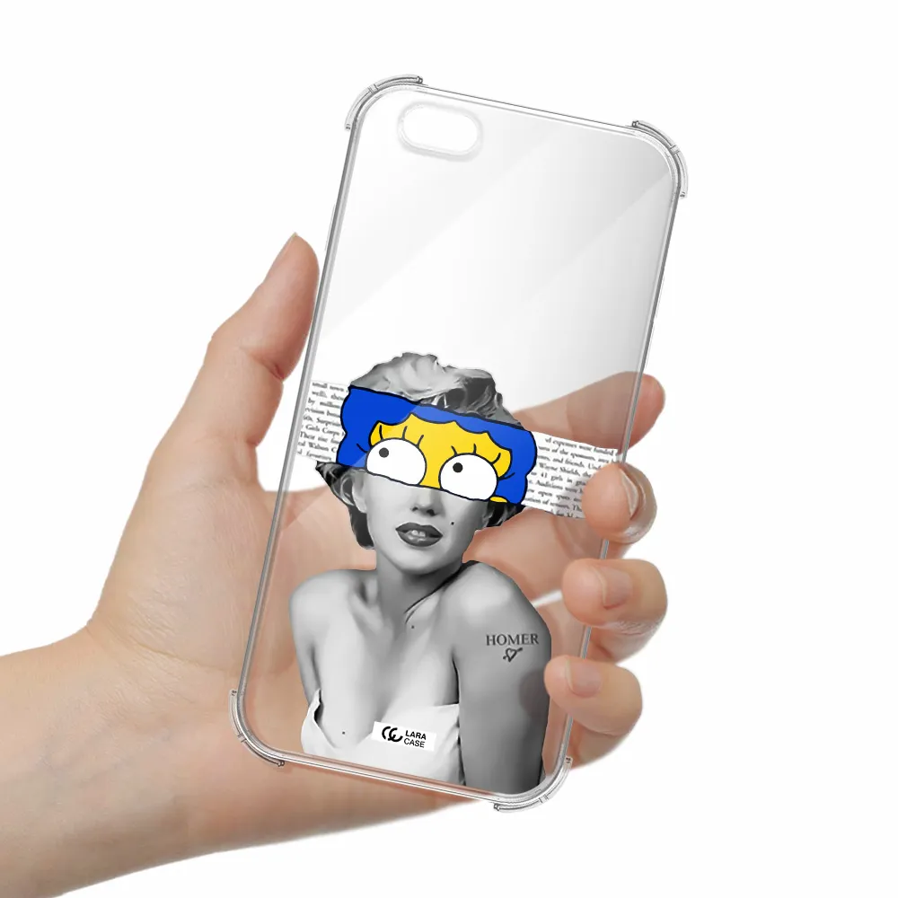 a woman with a cartoon on her head Apple iPhone 6 plus Clear PC Case