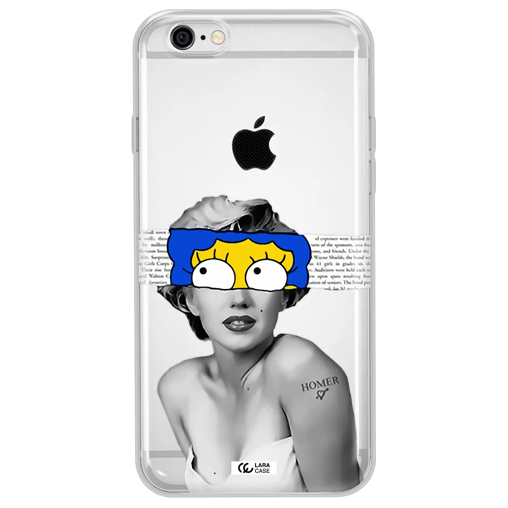 a woman with a cartoon on her head Apple iPhone 6 plus Clear TPU Case