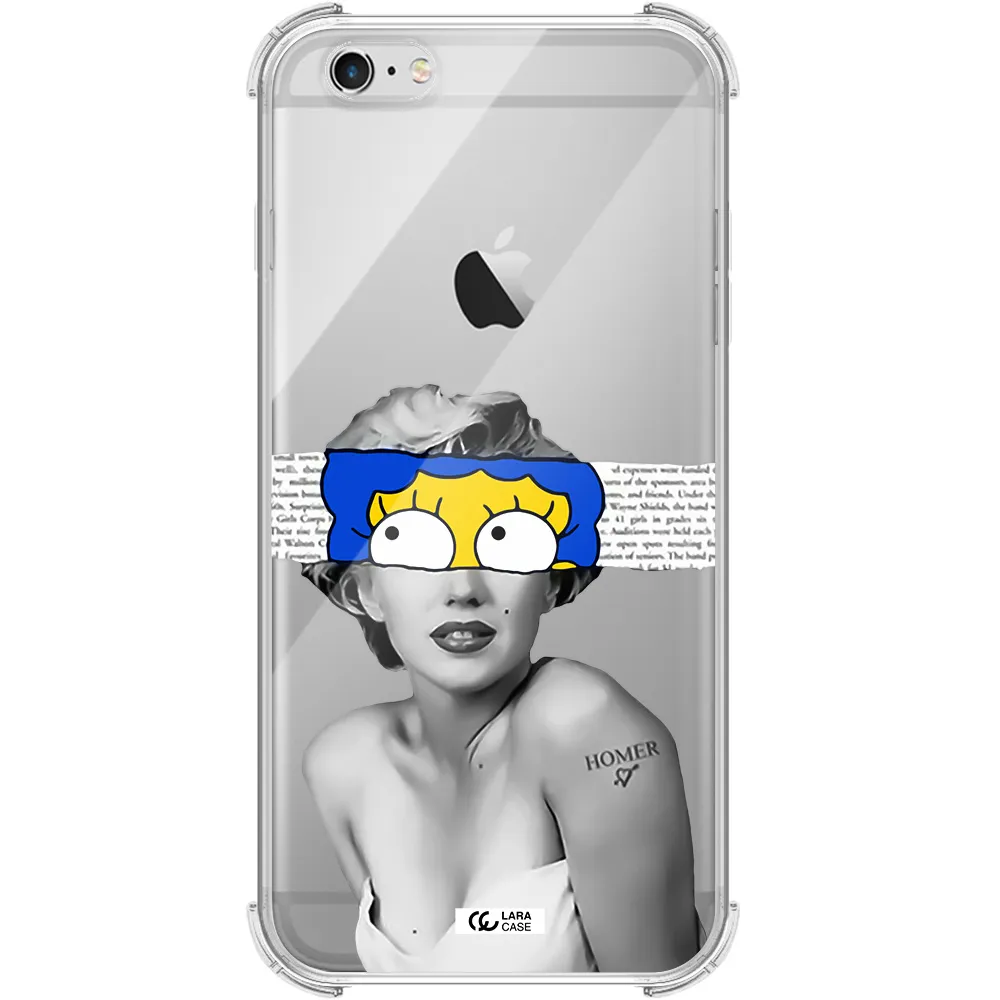 a woman with a cartoon on her head Apple iPhone 6 s plus Clear PC Case