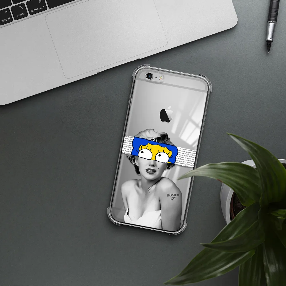 a woman with a cartoon on her head Apple iPhone 6 s plus Clear PC Case
