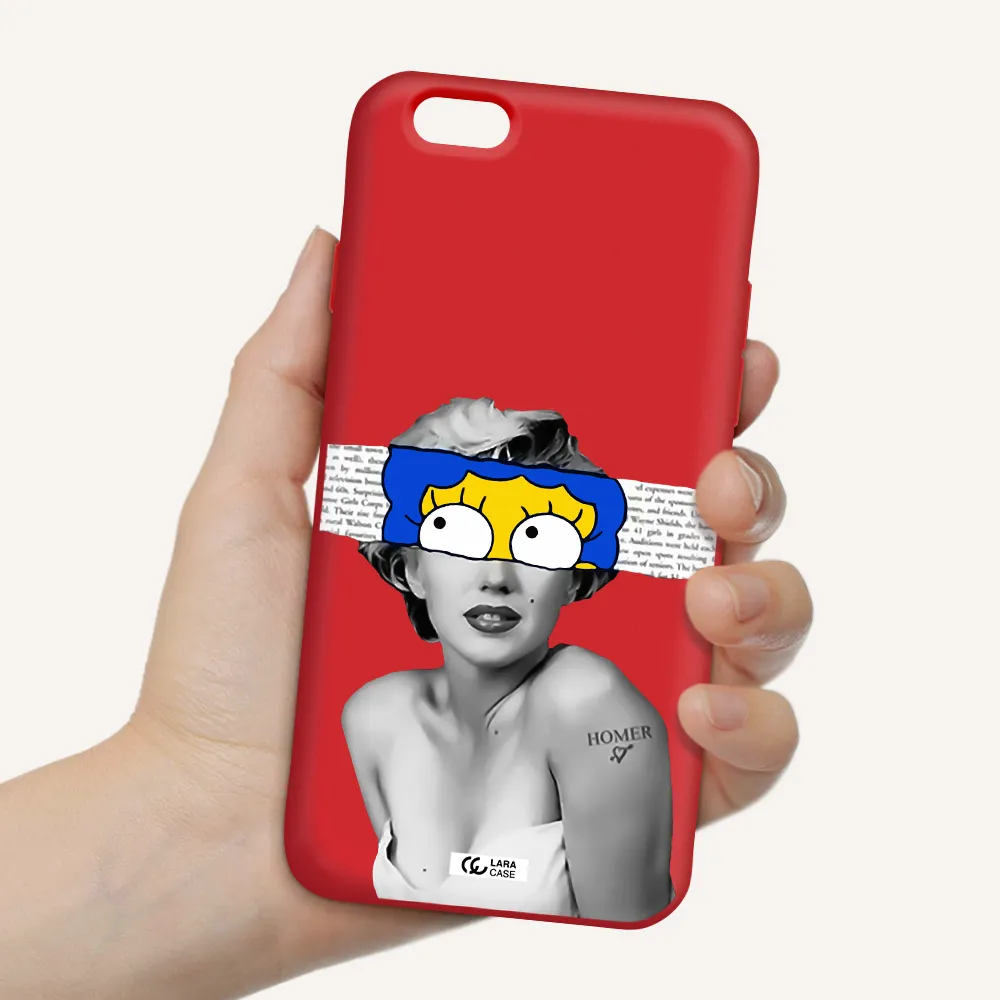 a woman with a cartoon on her head Apple iPhone 6 Silicone Imperial Red Case