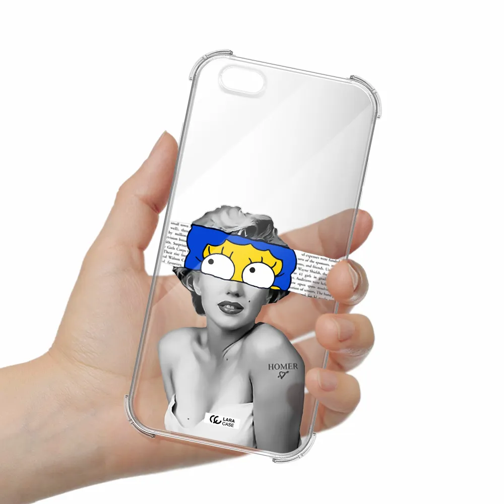a woman with a cartoon on her head Apple iPhone 6S Clear PC Case