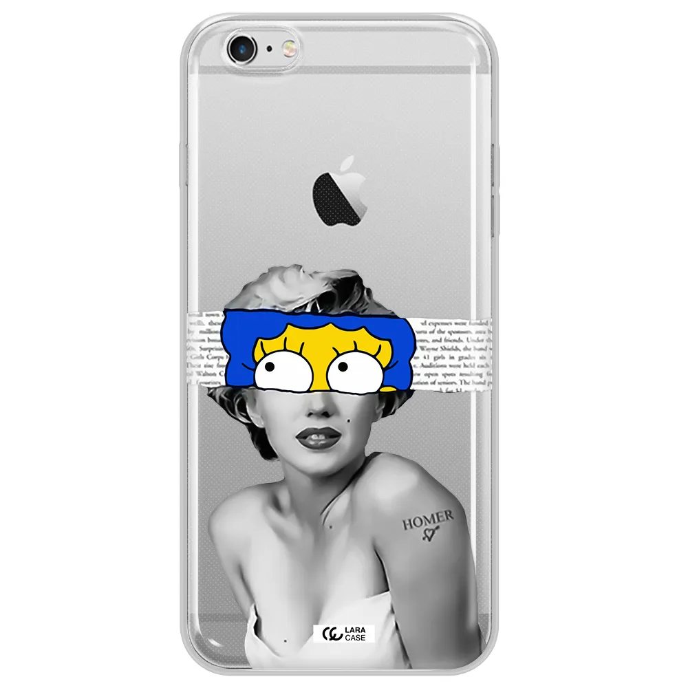 a woman with a cartoon on her head Apple iPhone 6S Clear TPU Case