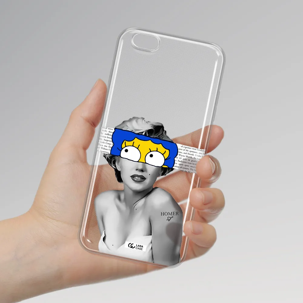 a woman with a cartoon on her head Apple iPhone 6S Clear TPU Case