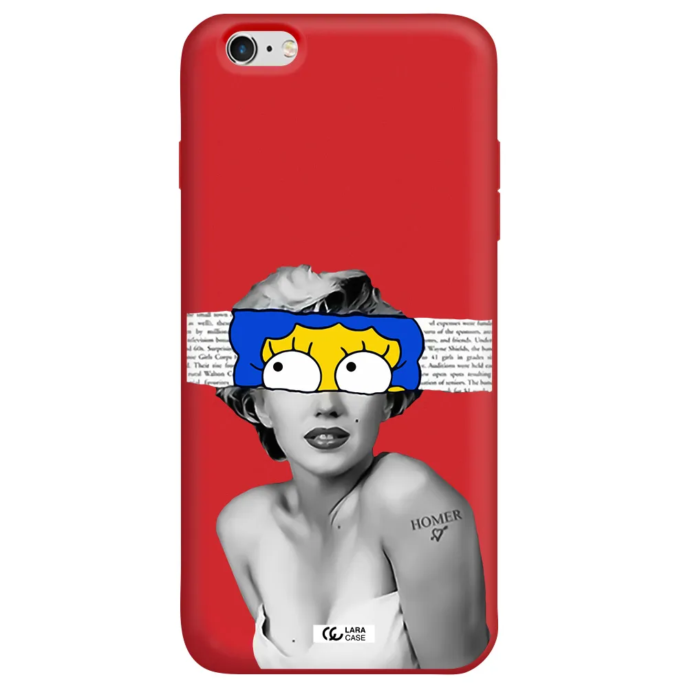 a woman with a cartoon on her head Apple iPhone 6S Silicone Imperial Red Case