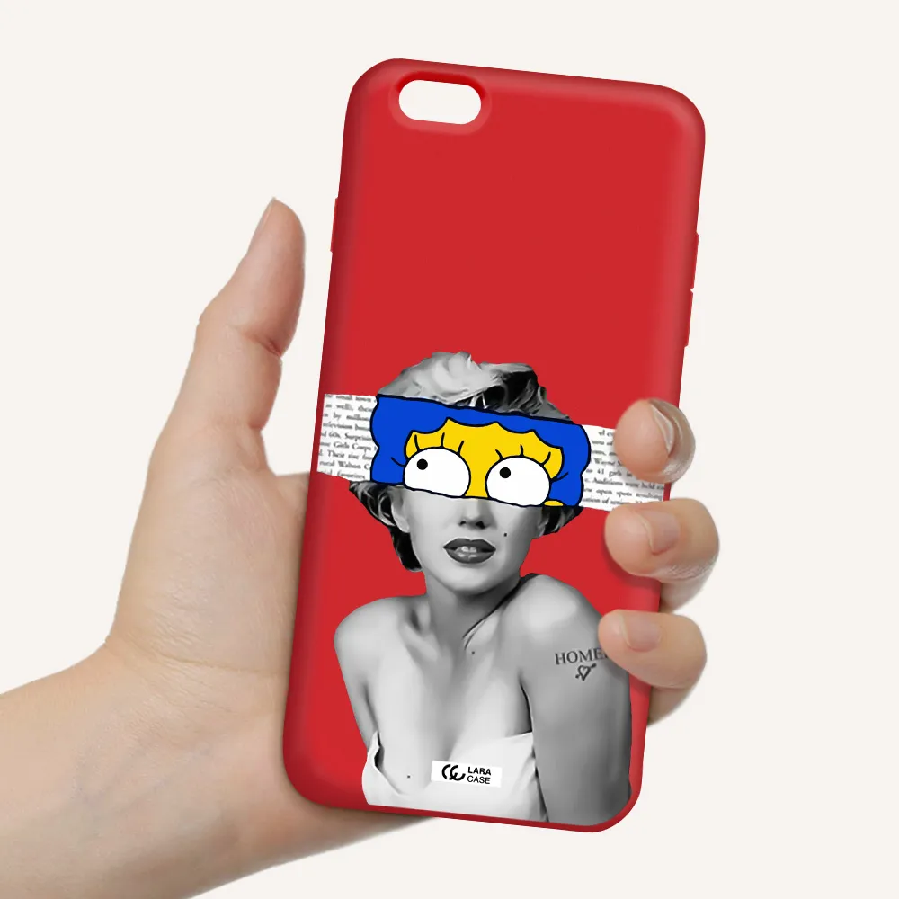 a woman with a cartoon on her head Apple iPhone 6S Silicone Imperial Red Case