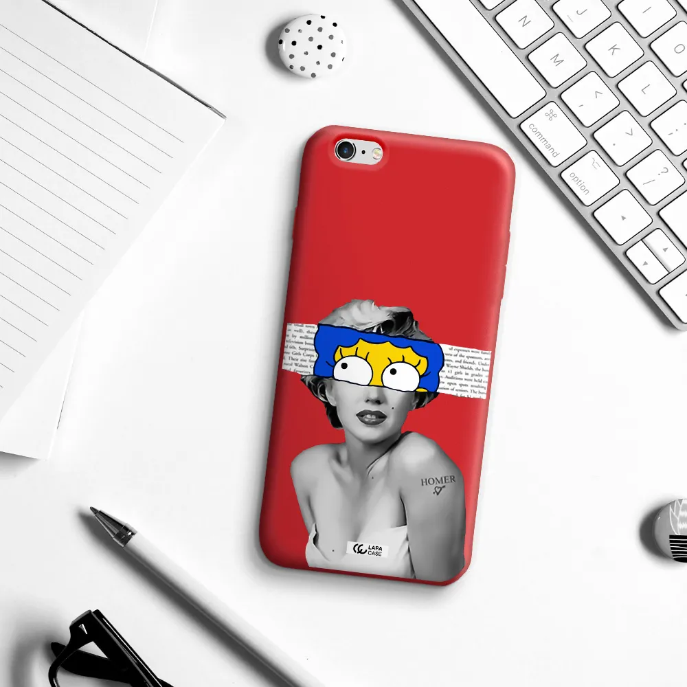 a woman with a cartoon on her head Apple iPhone 6S Silicone Imperial Red Case