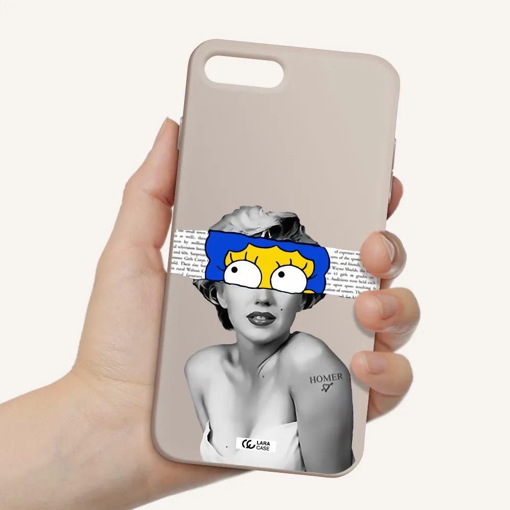 a woman with a cartoon on her head Apple iPhone 7 plus Silicone Stone Case