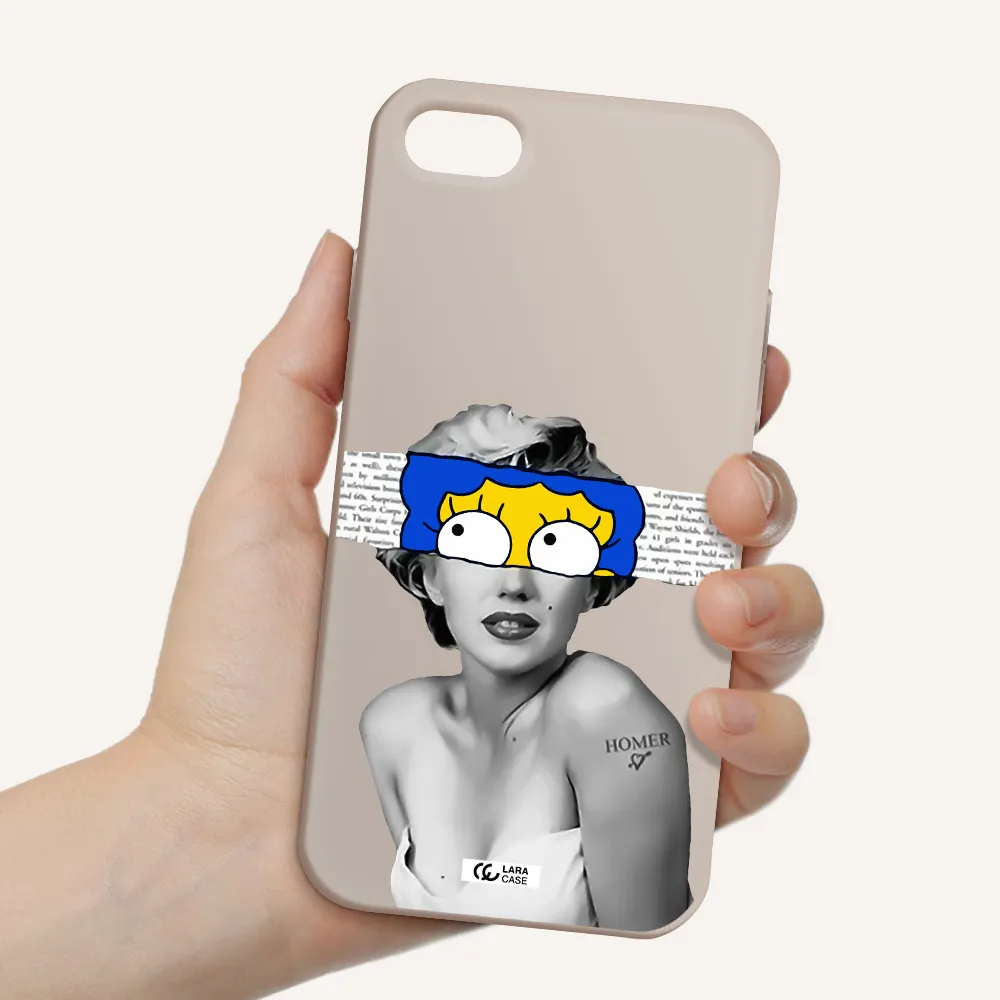 a woman with a cartoon on her head Apple iPhone 7 Silicone Stone Case