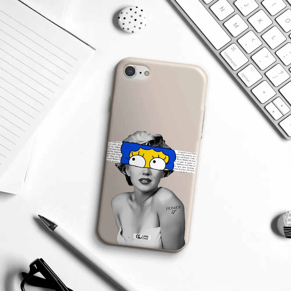 a woman with a cartoon on her head Apple iPhone 7 Silicone Stone Case