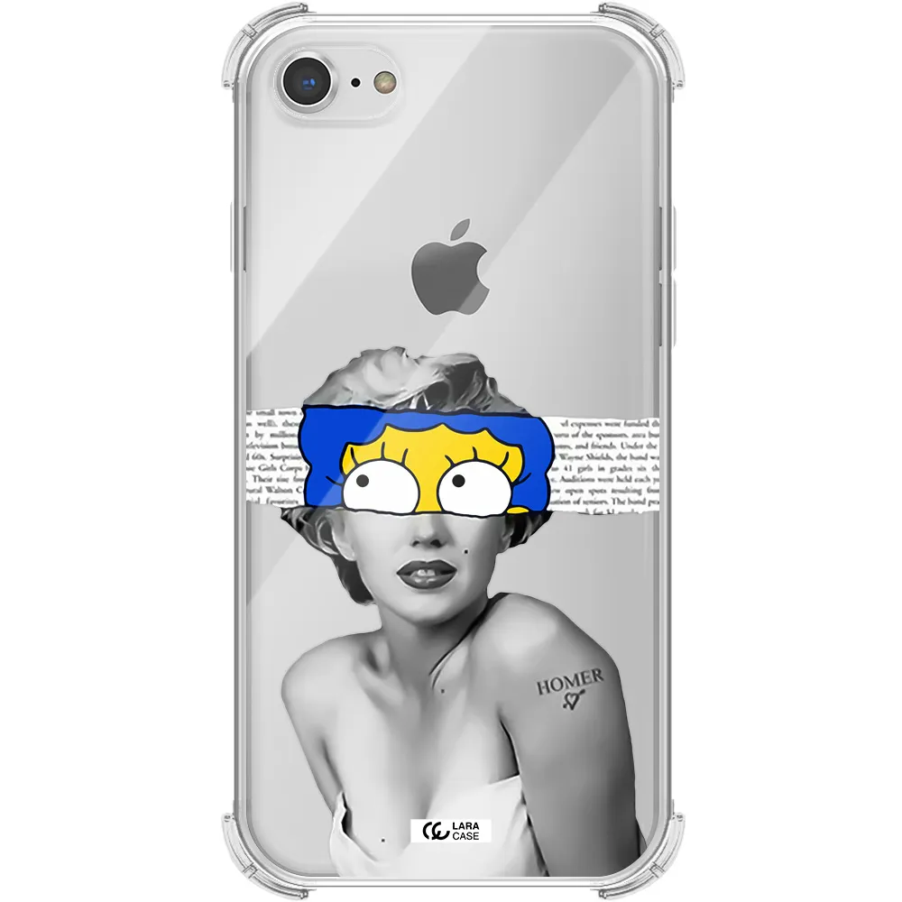 a woman with a cartoon on her head Apple iPhone 8 Clear PC Case