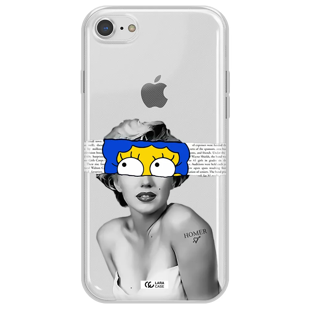 a woman with a cartoon on her head Apple iPhone 8 Clear TPU Case