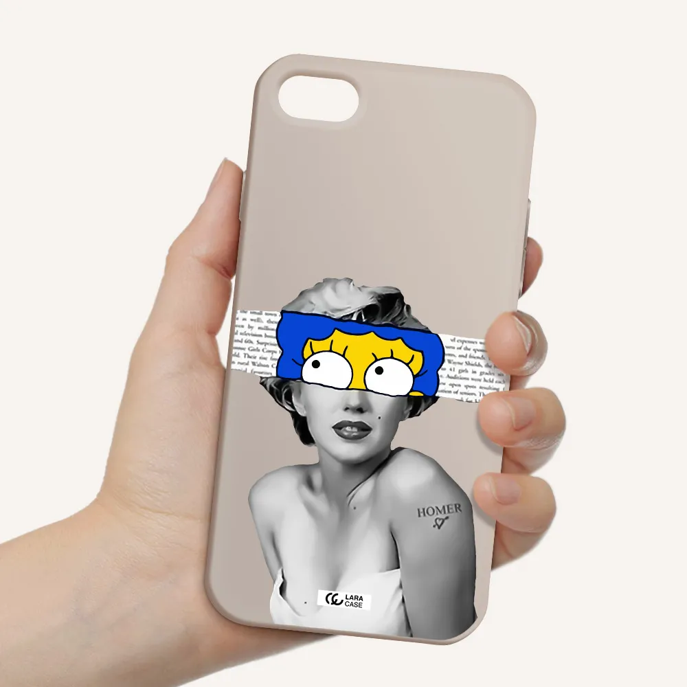 a woman with a cartoon on her head Apple iPhone 8 Silicone Stone Case