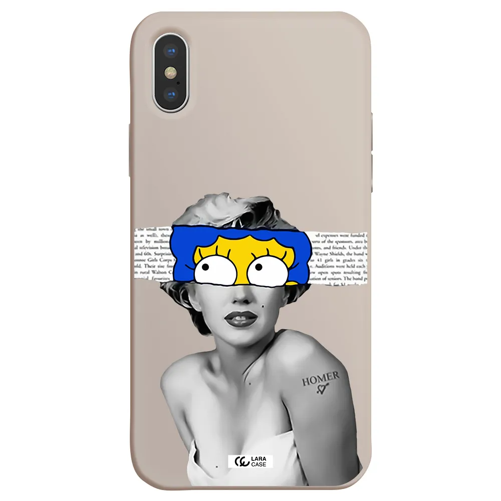 a woman with a cartoon on her head Apple iPhone XS Silicone Stone Case