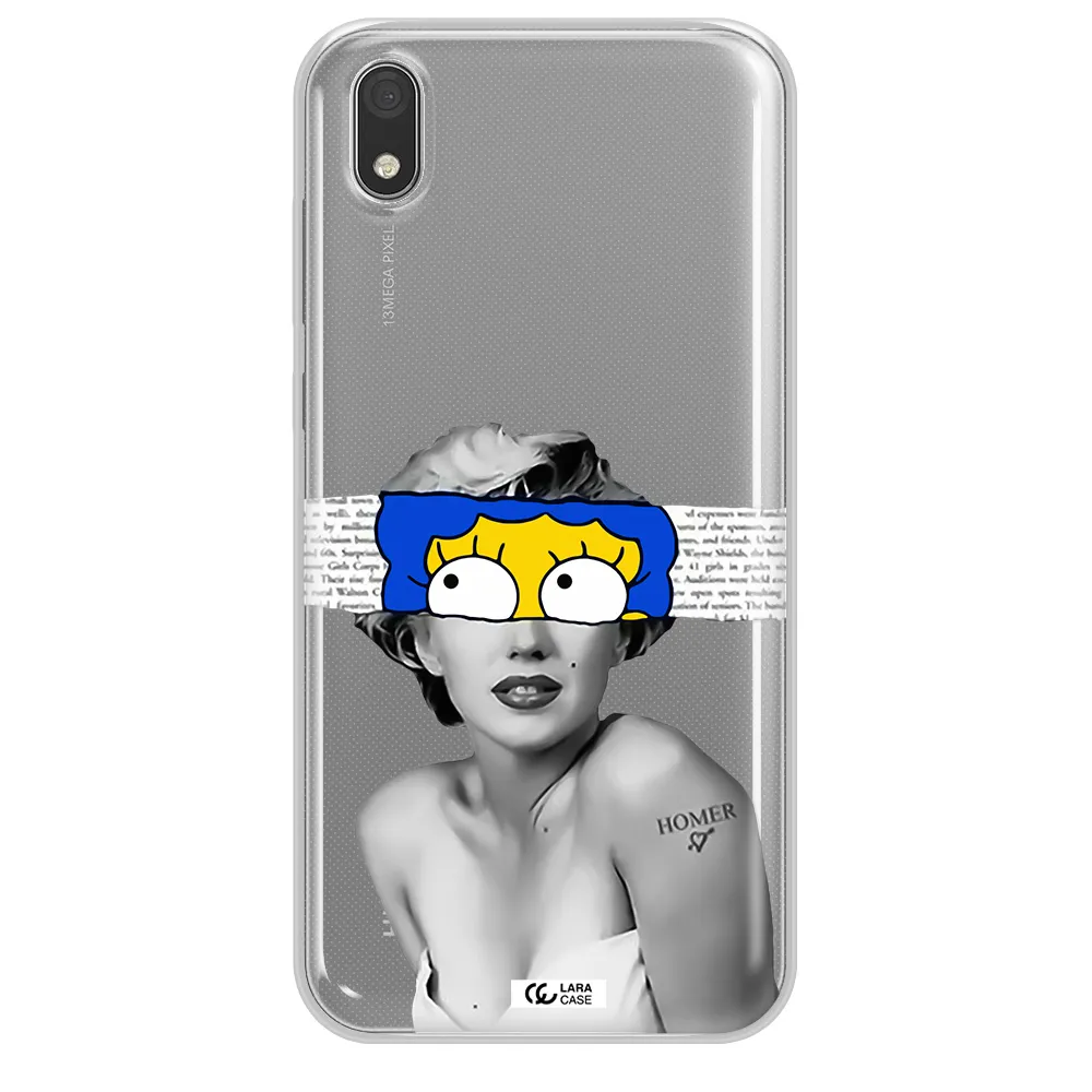 a woman with a cartoon on her head Huawei Honor 8S Clear TPU Case