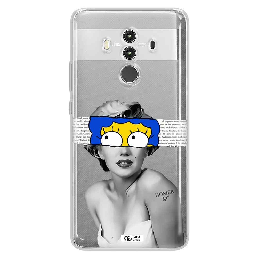 a woman with a cartoon on her head Huawei Mate 10 Clear TPU Case
