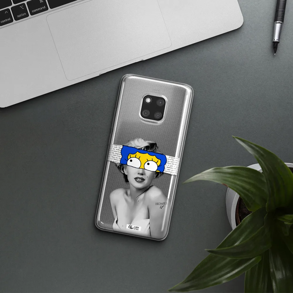 a woman with a cartoon on her head Huawei Mate 20 Pro Clear TPU Case