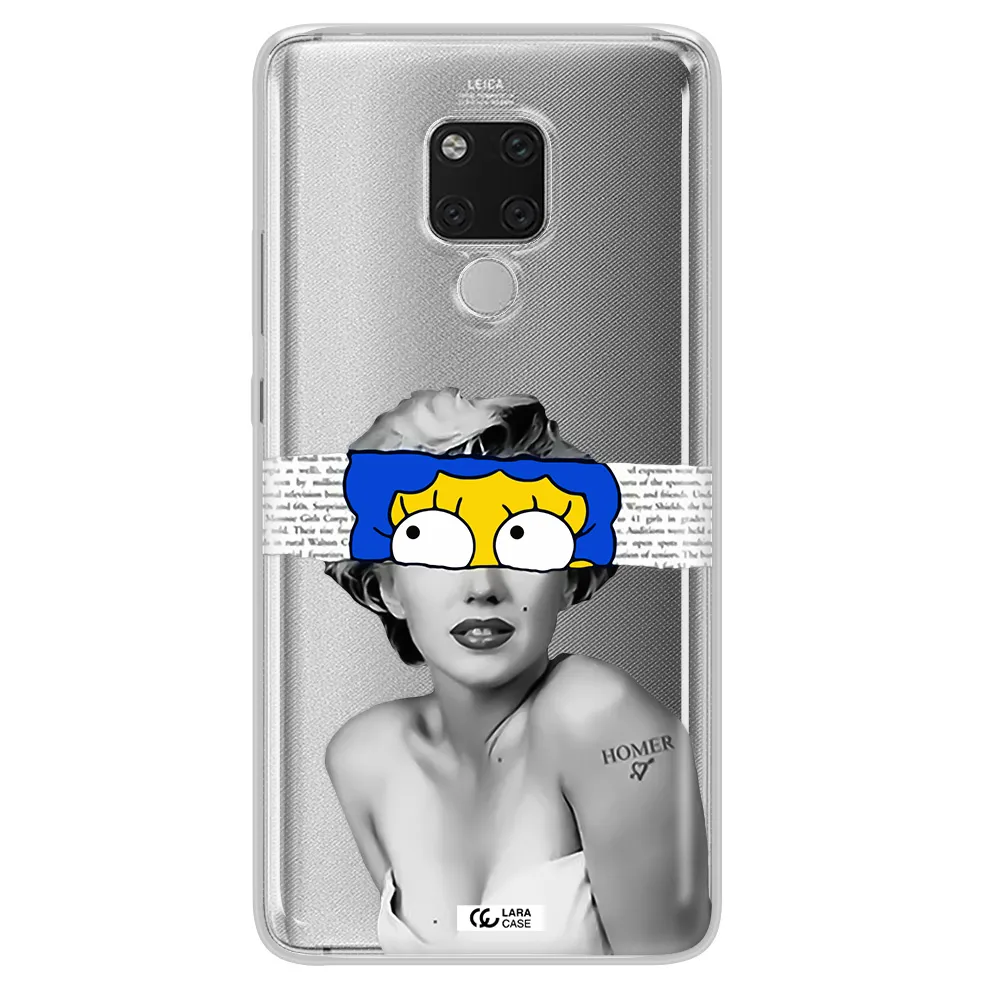 a woman with a cartoon on her head Huawei Mate 20X Clear TPU Case