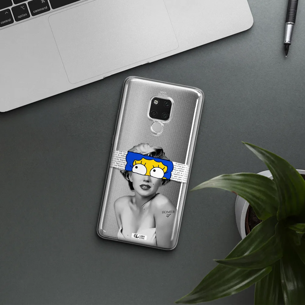 a woman with a cartoon on her head Huawei Mate 20X Clear TPU Case
