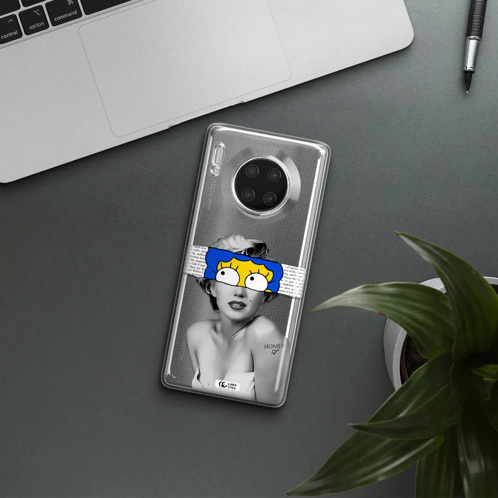 a woman with a cartoon on her head Huawei Mate 30 Pro Clear TPU Case