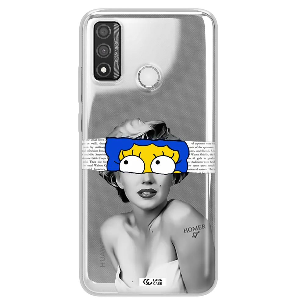 a woman with a cartoon on her head Huawei P Smart 2020 Clear TPU Case