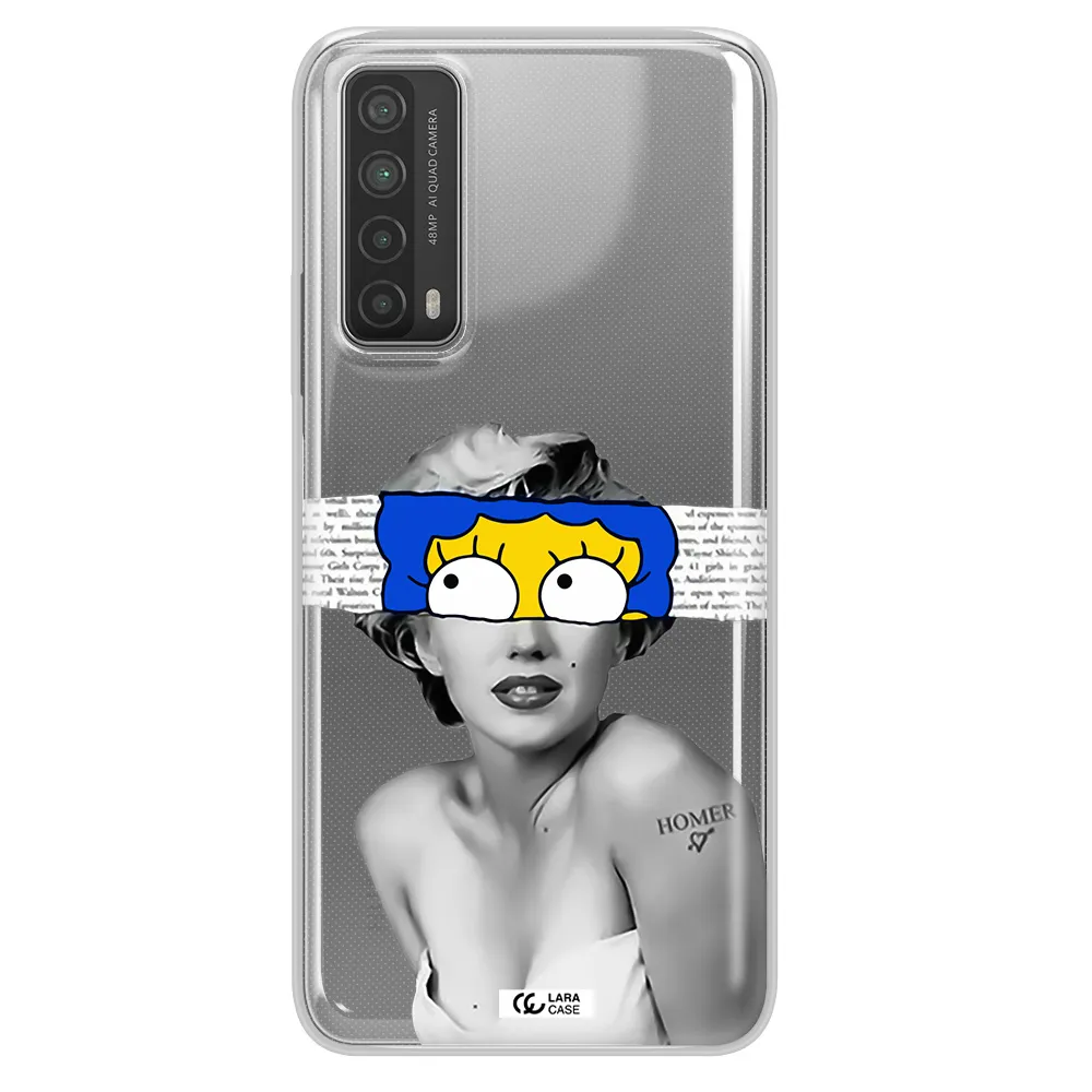 a woman with a cartoon on her head Huawei P Smart 2021 Clear TPU Case
