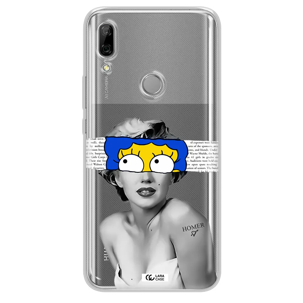a woman with a cartoon on her head Huawei P Smart Z Clear TPU Case