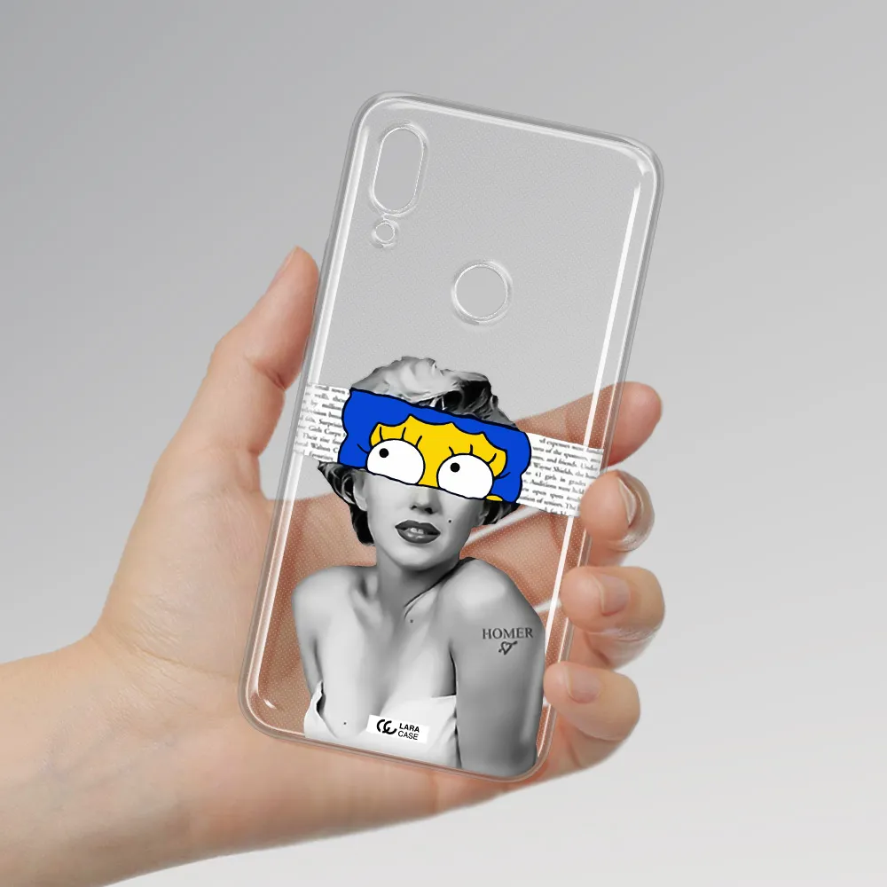 a woman with a cartoon on her head Huawei P Smart Z Clear TPU Case