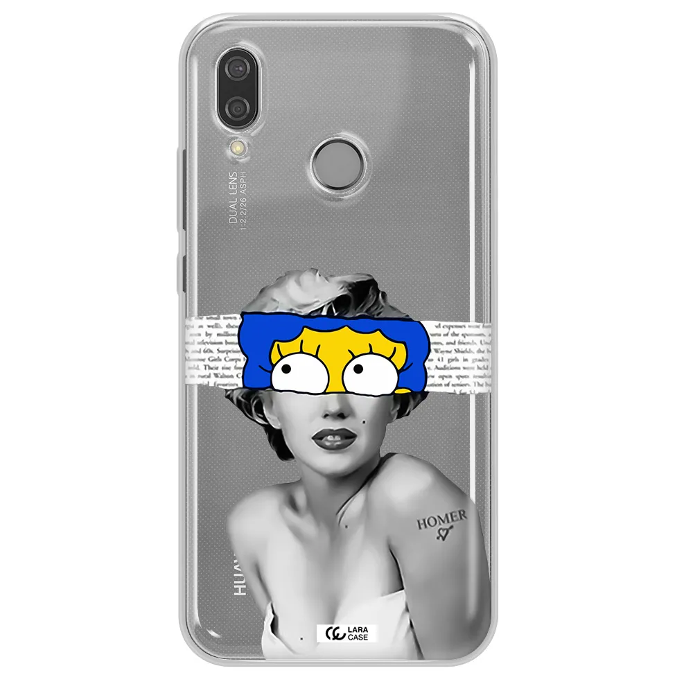 a woman with a cartoon on her head Huawei P20 Lite Clear TPU Case